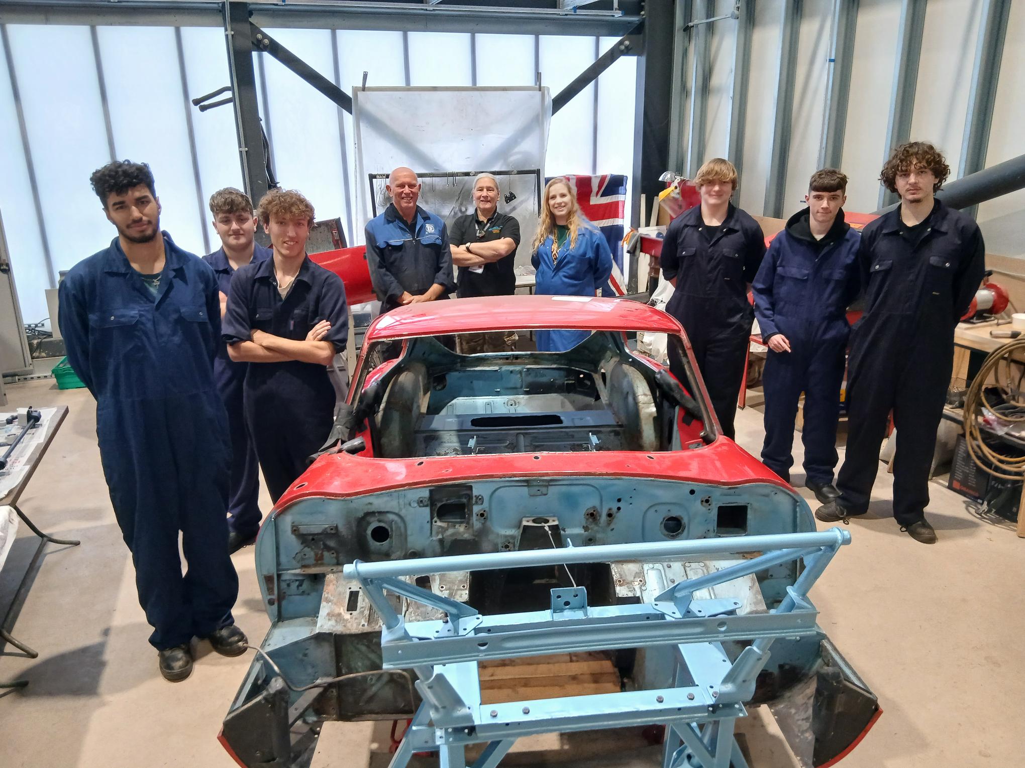Dudley College Automotive students start help with the project.